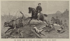 A brit flotta a Besika-öbölben, tisztek Beagle-ekkel vadásznak